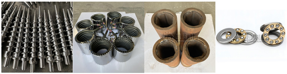Spare parts for briquettes making machines: Heating ring; Screw propeller; Forming Barrel; Bearings